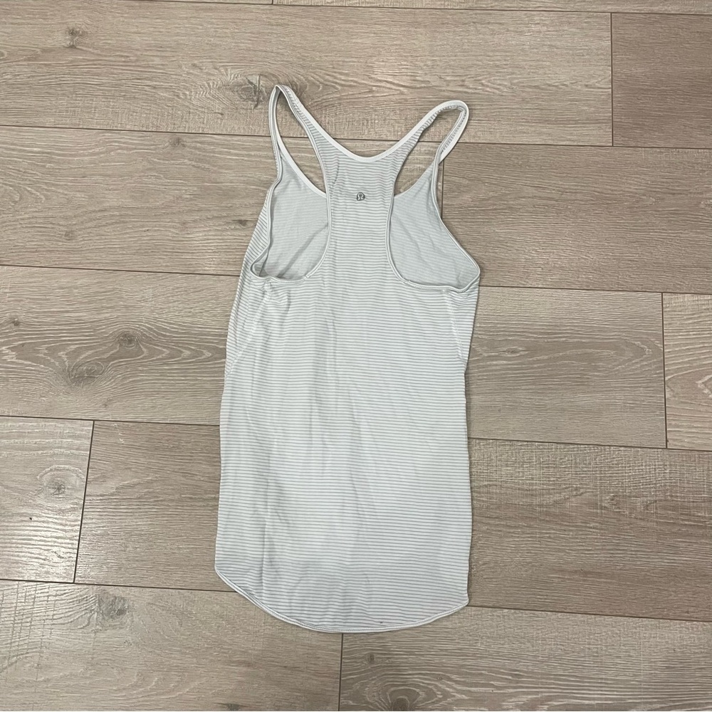 Lululemon Athletica Light Gray Striped Tank Top